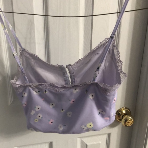 Princess Polly Lace Floral Y2K Mesh Corset Crop Top in Lilac Purple - Picture 9 of 10